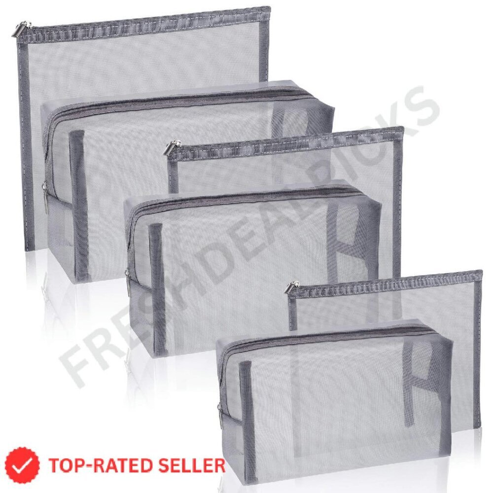 Mesh Cosmetic Bags Travel Organizer Zipper Pouches Chic Portable Set